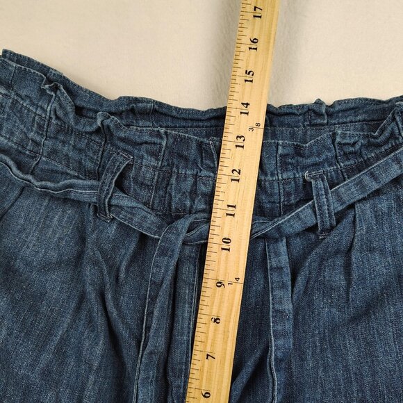 J Crew Paperbag Waist Pants Womens sz 8 Blue Denim Tie Belt - Picture 8 of 8